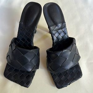Women Mule High Heels Sandals/Black/Square Toe